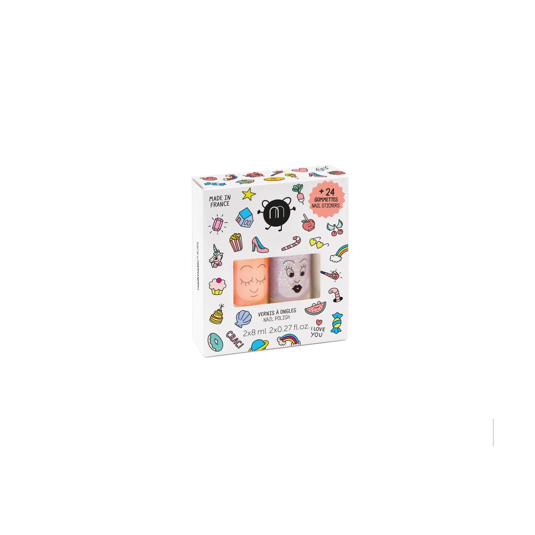 2 Nail Polishes + 1 Nail Sticker Set - Crac、mySite、g9winljtr