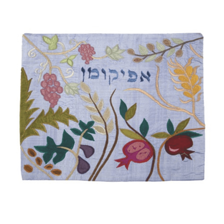 Seven Species Appliquéd Afikomen Bag by Yair Emanuel - Blue、mySite、topwebapps