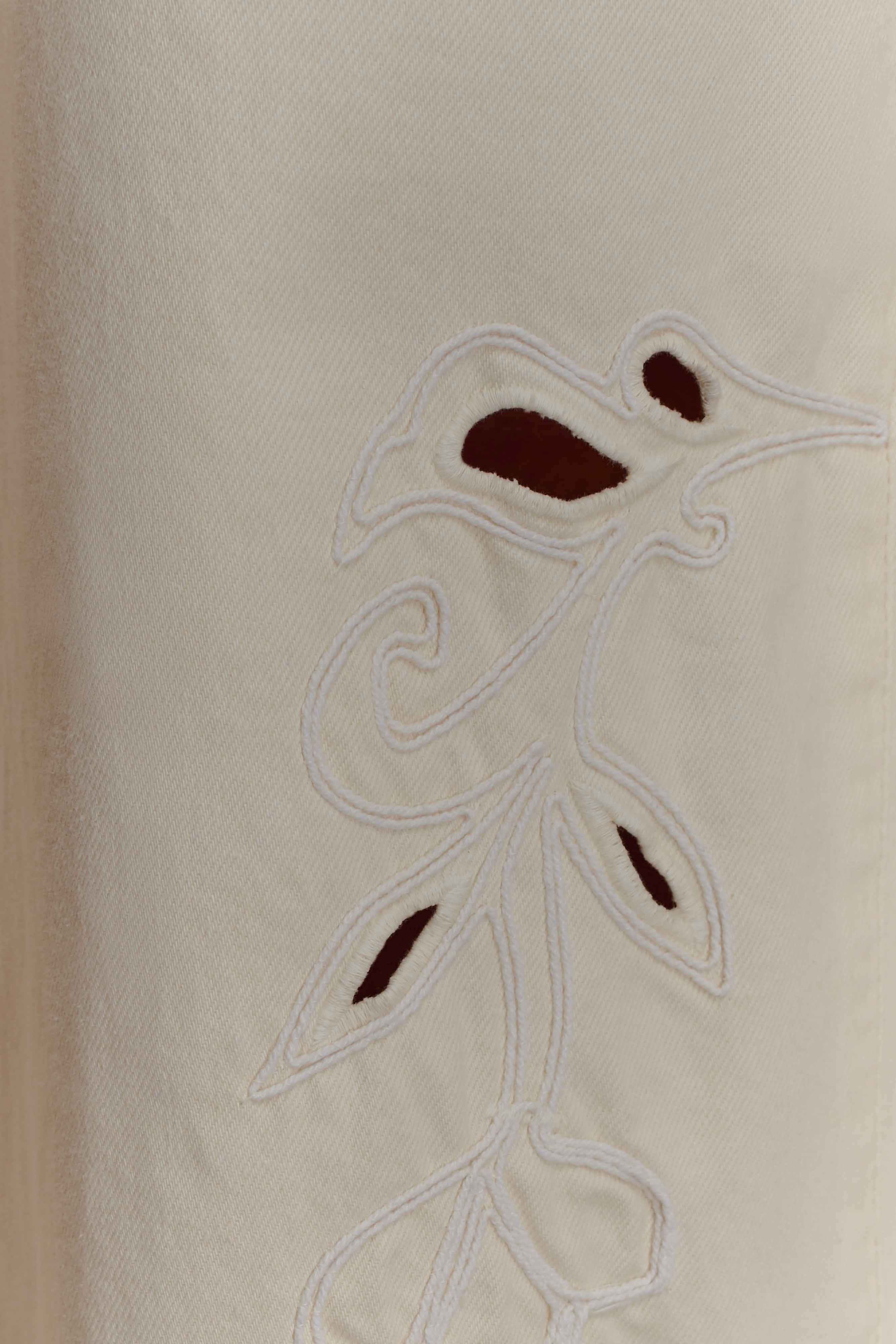 Carmella Embroided Straight Leg Jeans - Ecru、mySite、solidvoid