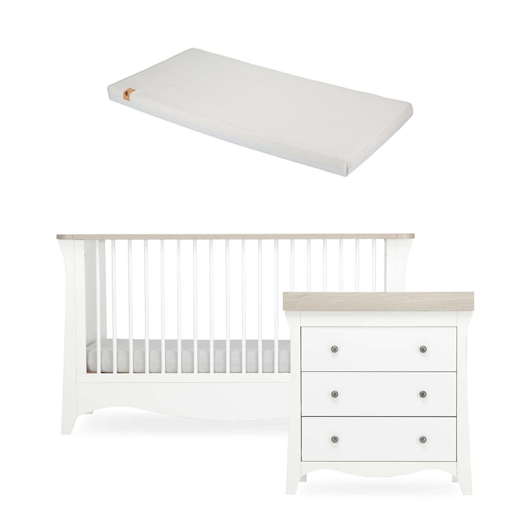  CuddleCo Clara 2 Piece Set 3-Drawer Dresser + Cot Bed - White/Ash、mySite、merchandisen