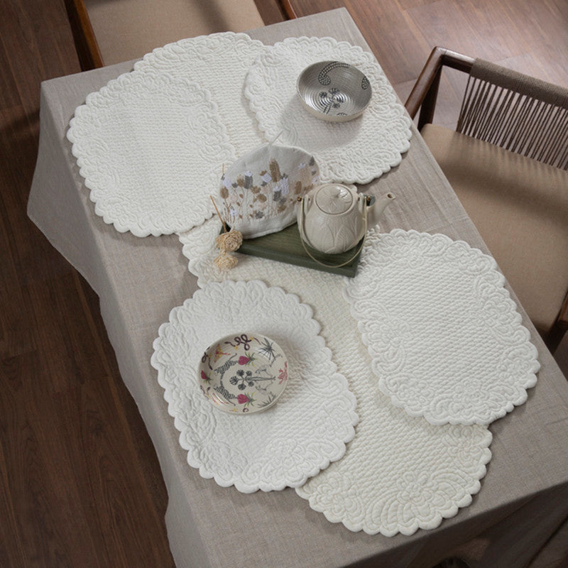 Cotton Dining Mat Set | Table Runner & Placemats | Ivory | Set of 7、mySite、camillekostekn