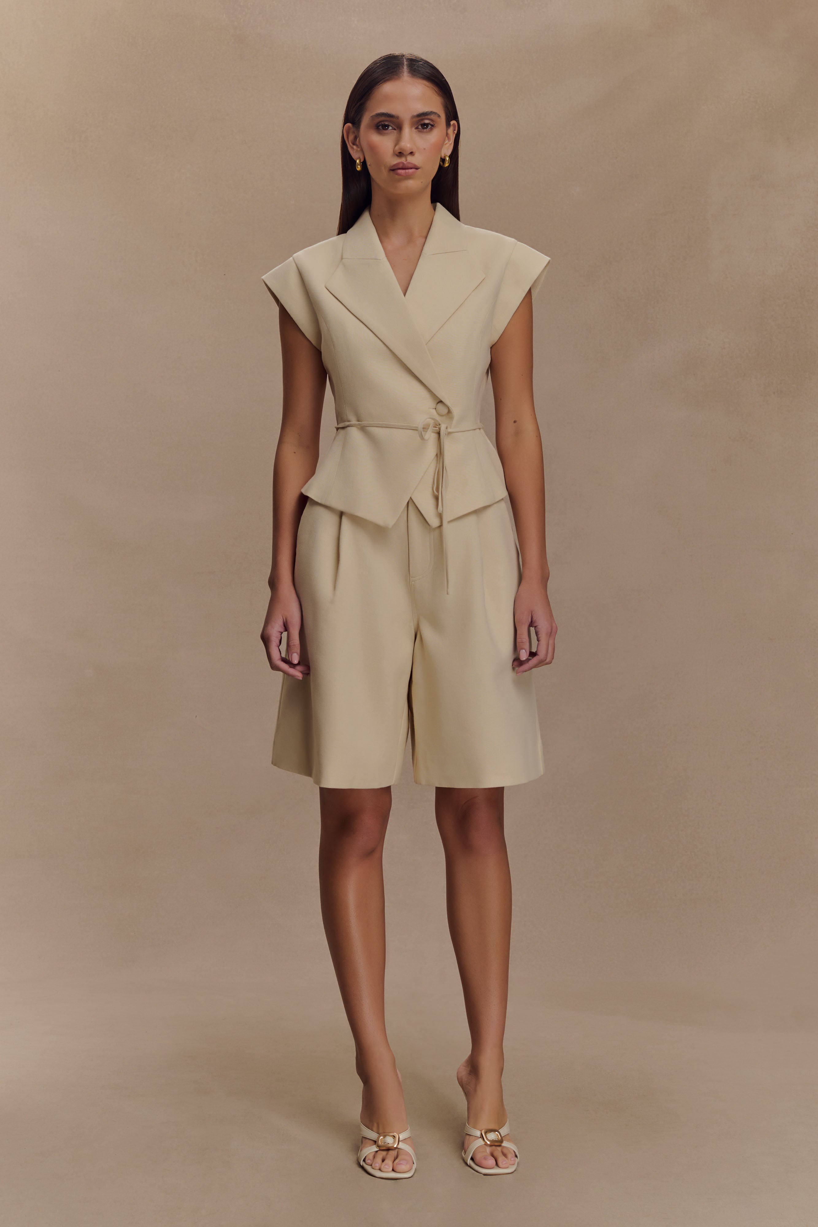 Andina Shortsleeve Linen Top - Natural Beige、mySite、solidvoid