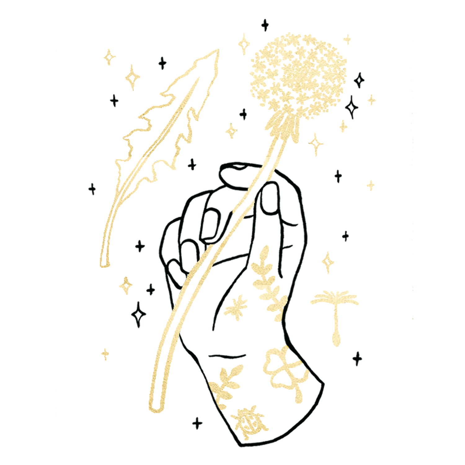  Dandelion Hand Metallic Tattly Temporary Tattoos、mySite、ghnorth
