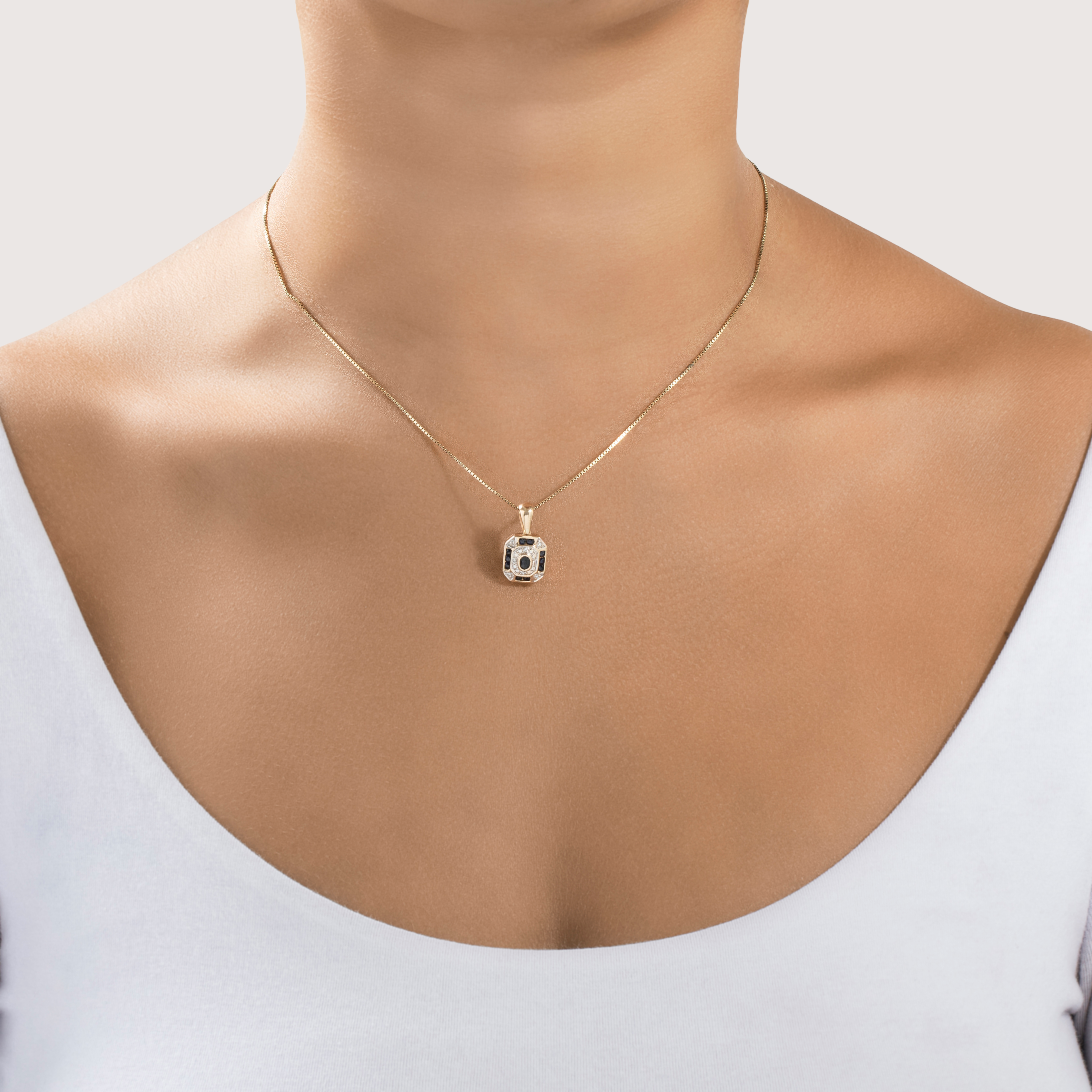 Vintage 14k Yellow Gold Blue Sapphire Diamond Elegant Pendant、mySite、hinf8tx79