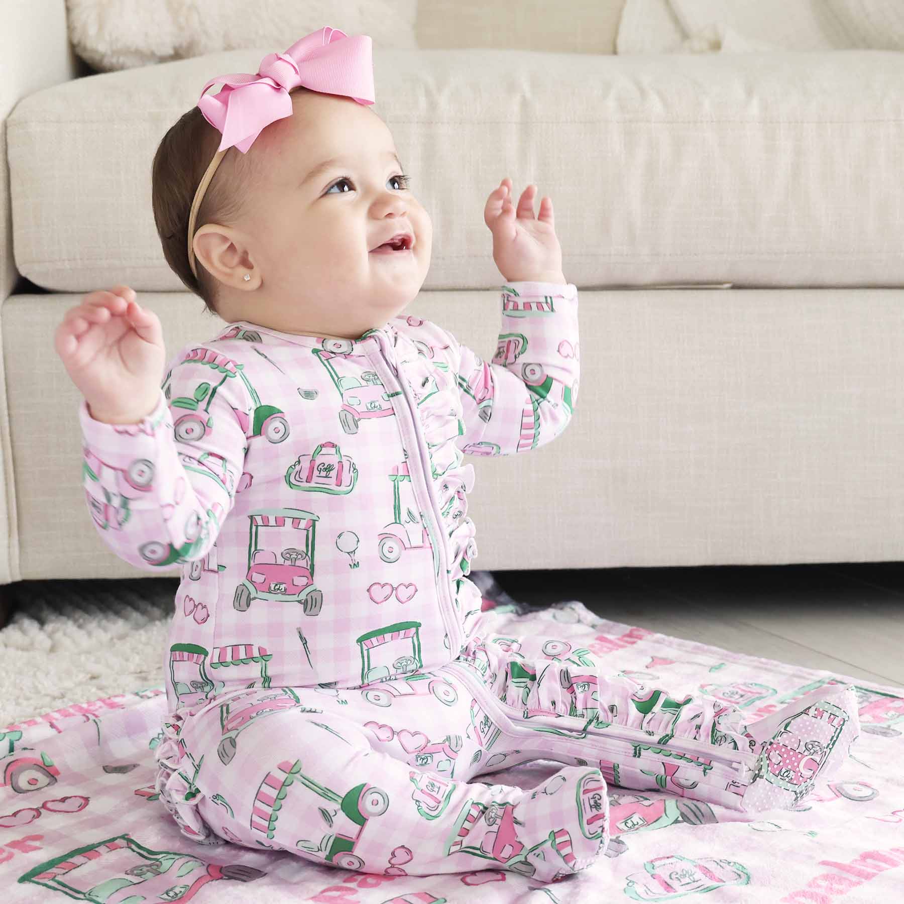  Birdie Babes Ruffle Zipper Footie | Pink、mySite、layawaytickets