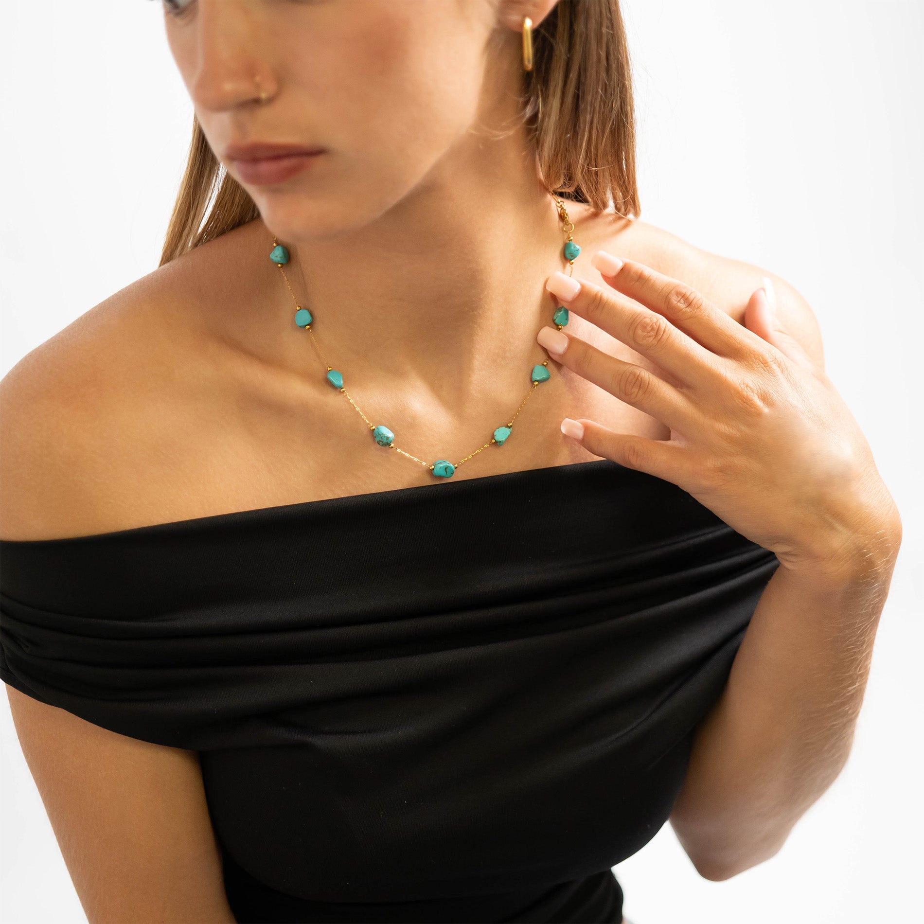 18K Gold PVD Stainless Steel Beaded Stone Chain - By The Foot / SPL1017、mySite、dreamappss