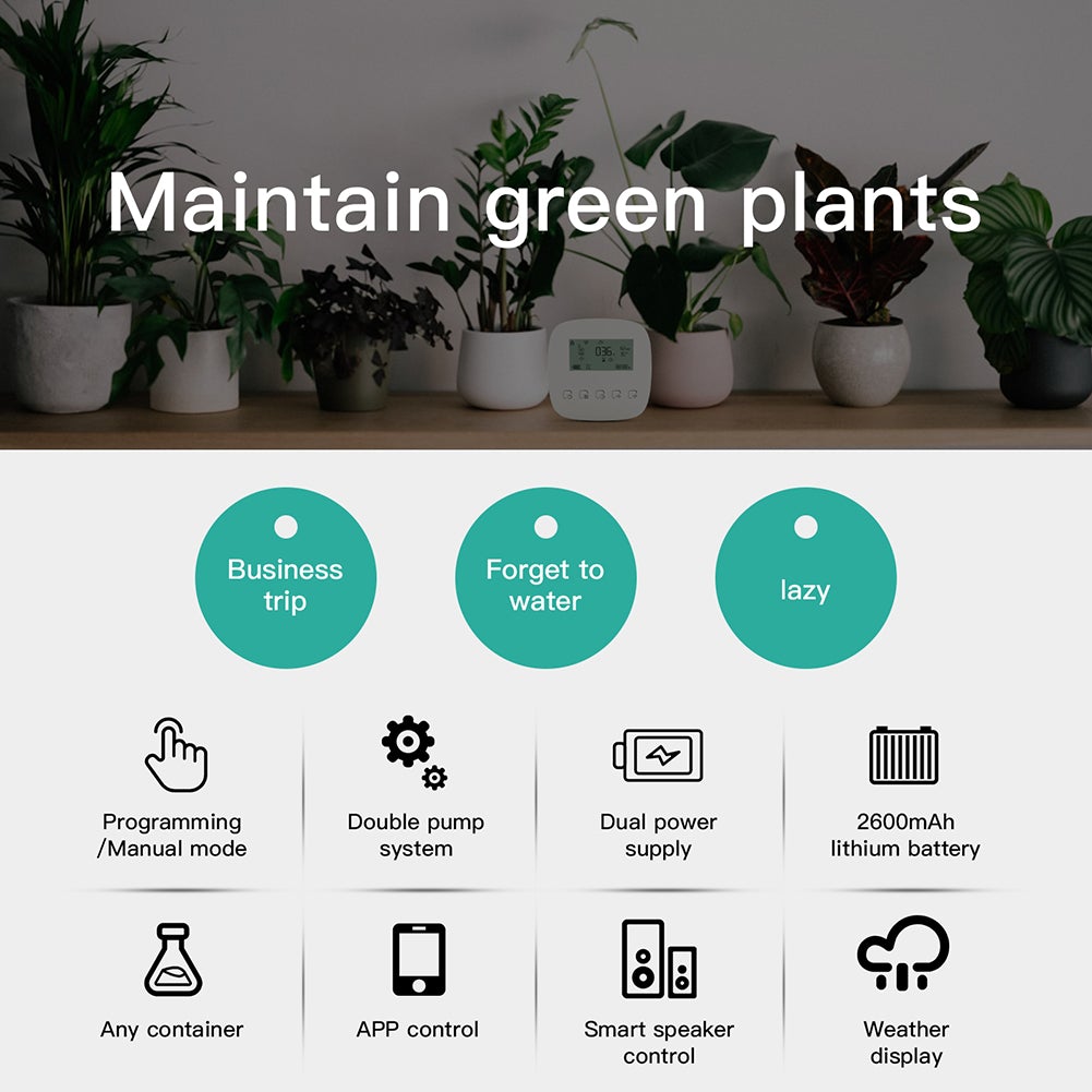 WiFi Smart Plant Water Pump Watering Machine Automatic Micro-drip Irrigation System Dual Pump Watering Timer、mySite、fannypackpong