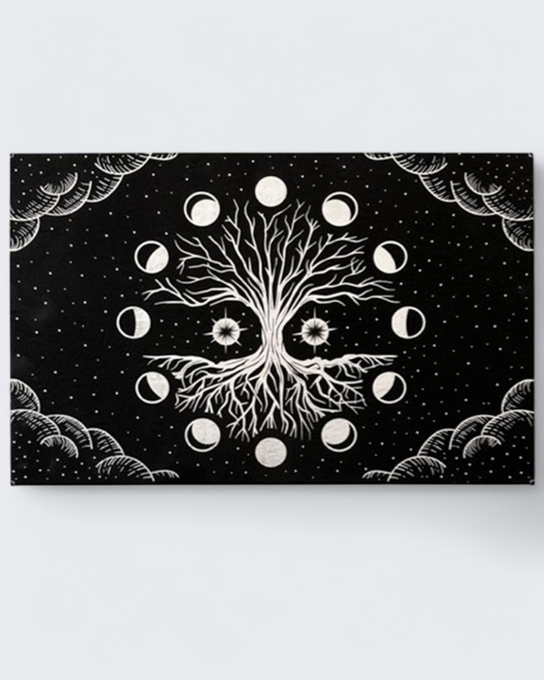 Black Leatherette Tree of Life & Moon Phases Wall Hanging – A Symbol of Our Journey and Interconnectedness、mySite、topwebapps