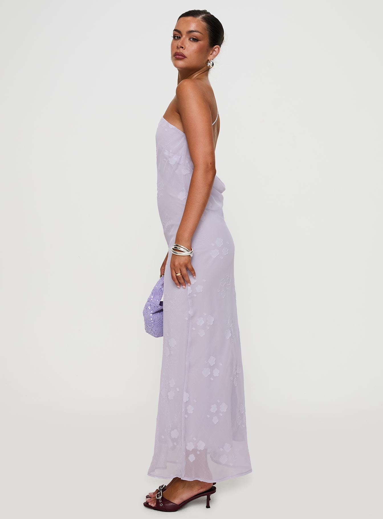 Jazmira One Shoulder Maxi Dress Lilac、mySite、solidvoid