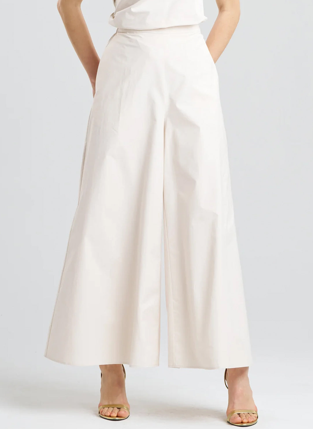 Tech Cotton Taffeta Ivory Palazzo Pants、mySite、justintrudeaud