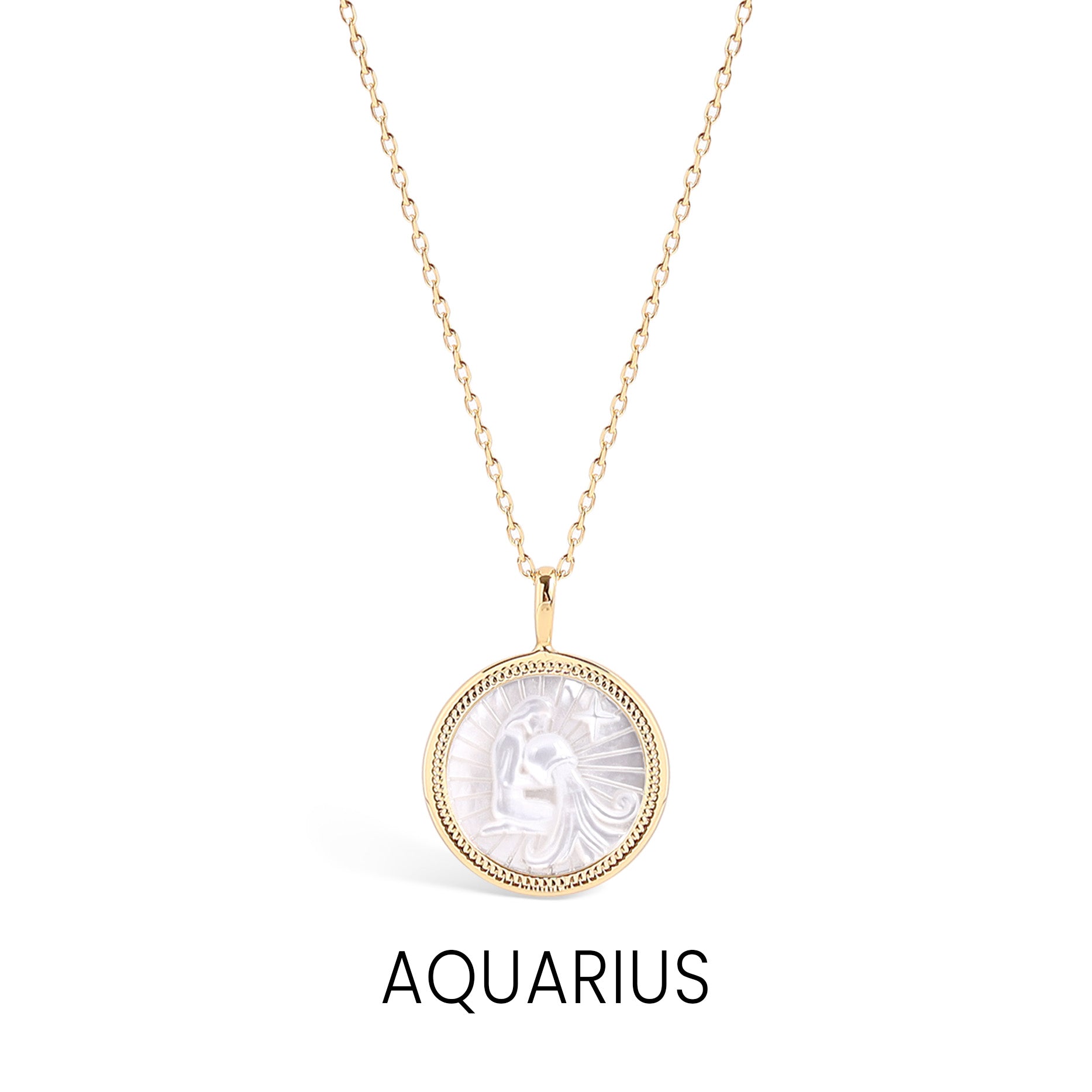 14K Gold Plated Sterling Silver Mother of Pearl Zodiac Pendant Necklace / SBB0354、mySite、dreamappss