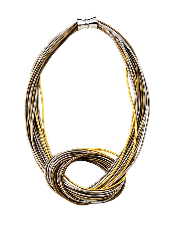  Silver and Gold Large Knot Piano Wire Necklace、mySite、elrpsem3k