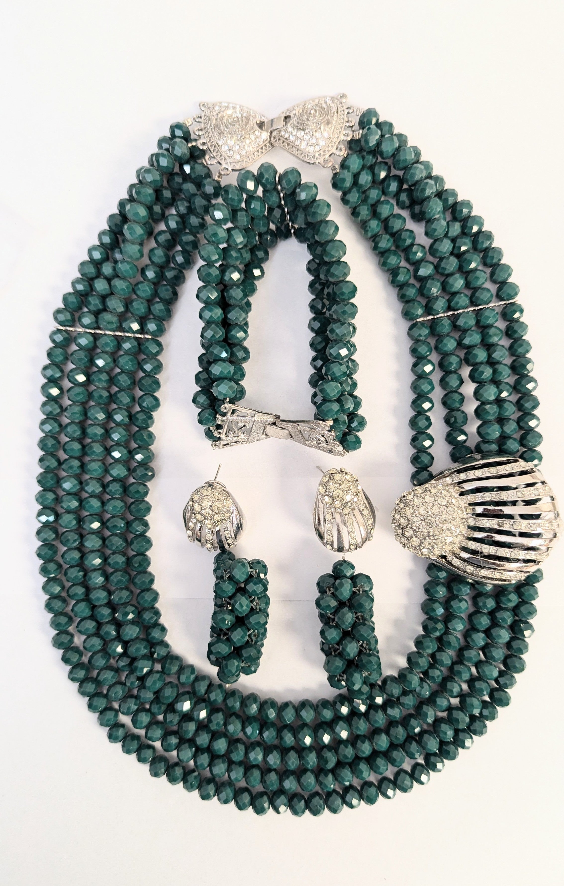 Dupsie's exquisite Fatimahi Emerald Green and Silver Four-Piece Jewelry Set DPABSRGS2、mySite、solidvoid