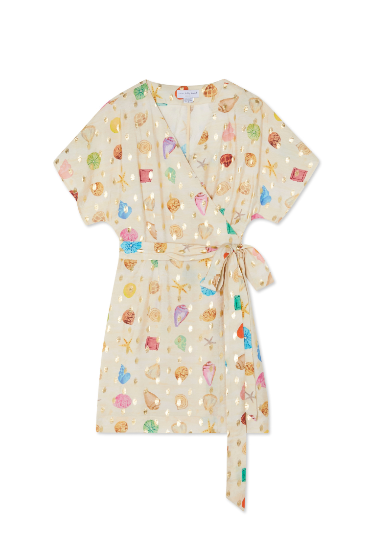 Cream Shell Mini Wrap Dress Petite、mySite、solidvoid