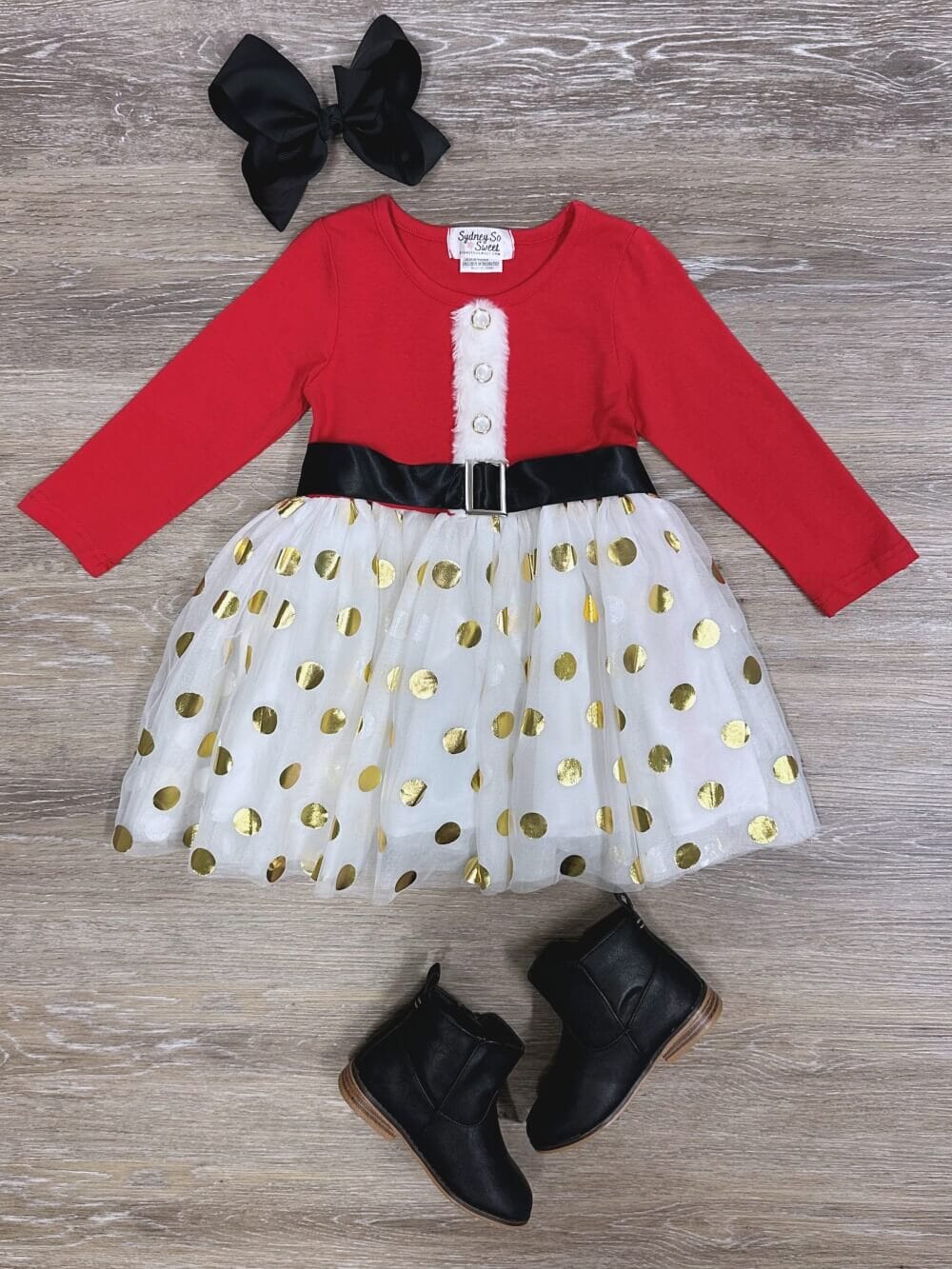 Santa Claus Gold Dot Girls Christmas Tutu Dress、mySite、camillekostekn