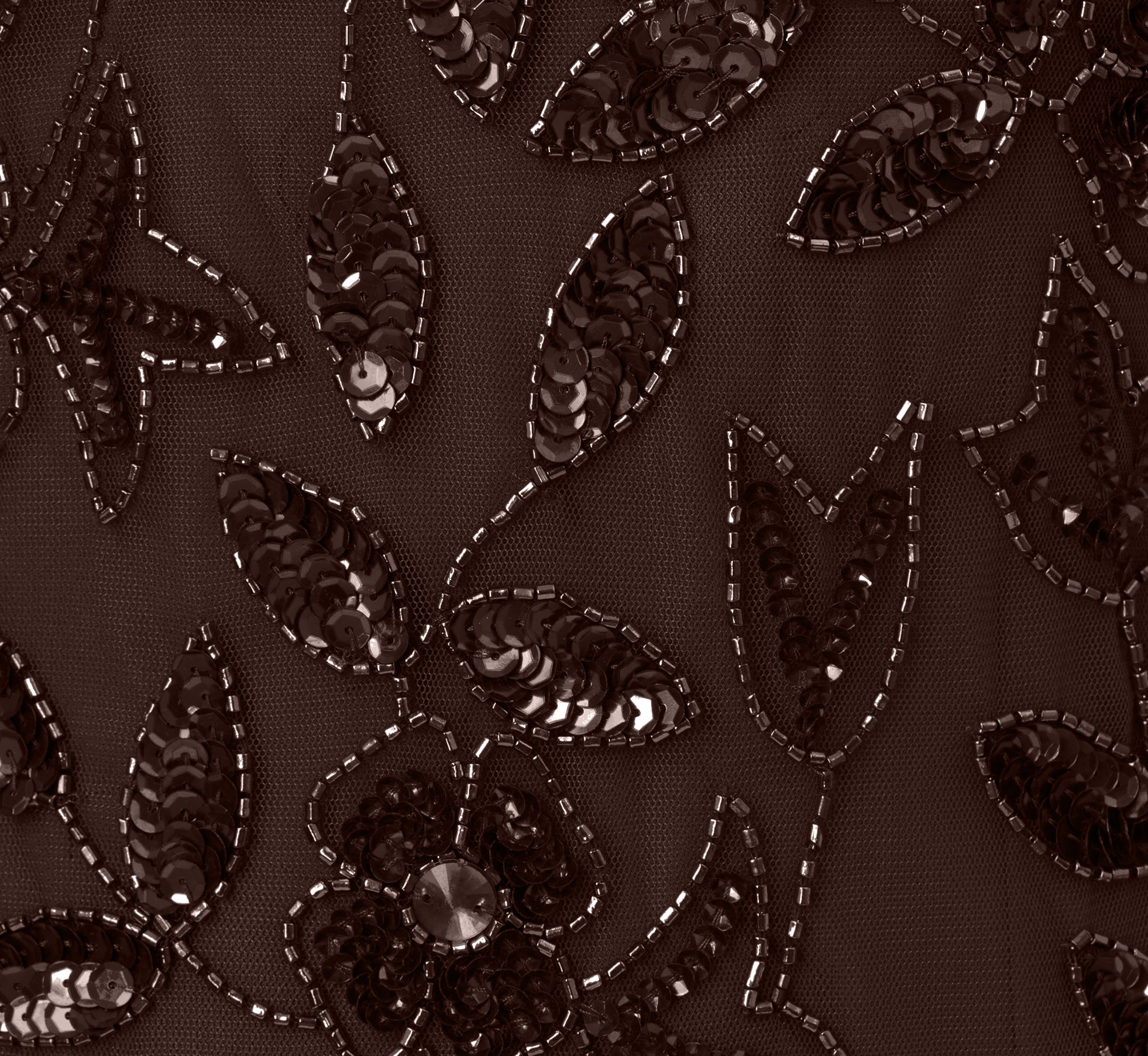 Hand Beaded Short Sleeve Floral Godet Gown In Chocolate、mySite、solidvoid