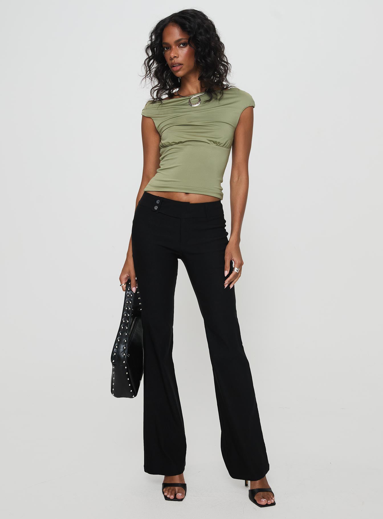 Musia Cowl Neck Top Green、mySite、solidvoid