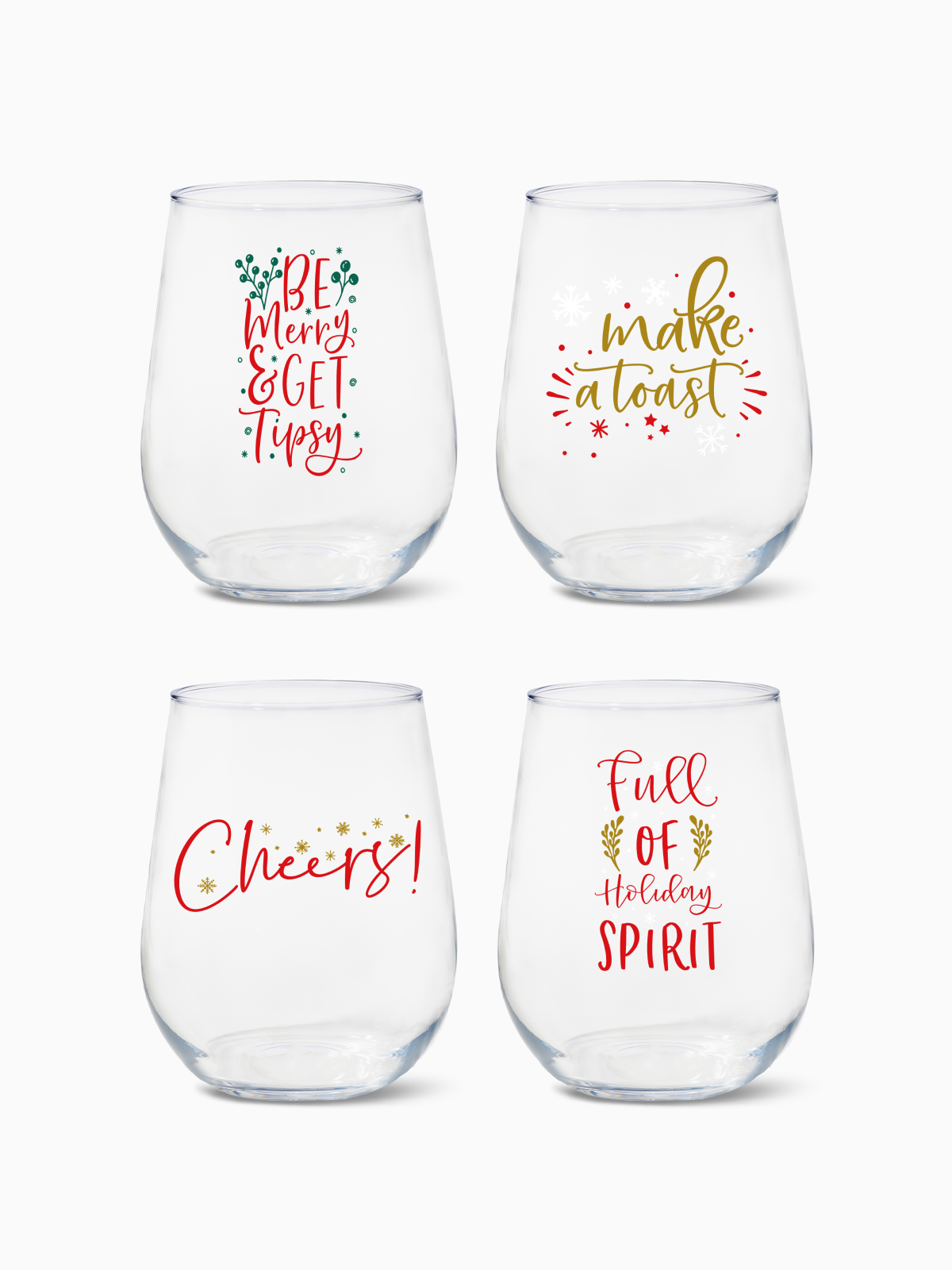 Holiday Spirit - RESERVE 16oz Stemless Wine Tritan Copolyester Glass、mySite、camillekostekn