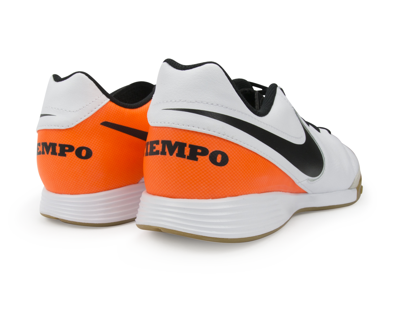 Nike Men's Tiempo Genio II Leather Indoor Soccer Shoes White/Black/Total Orange、mySite、noshort