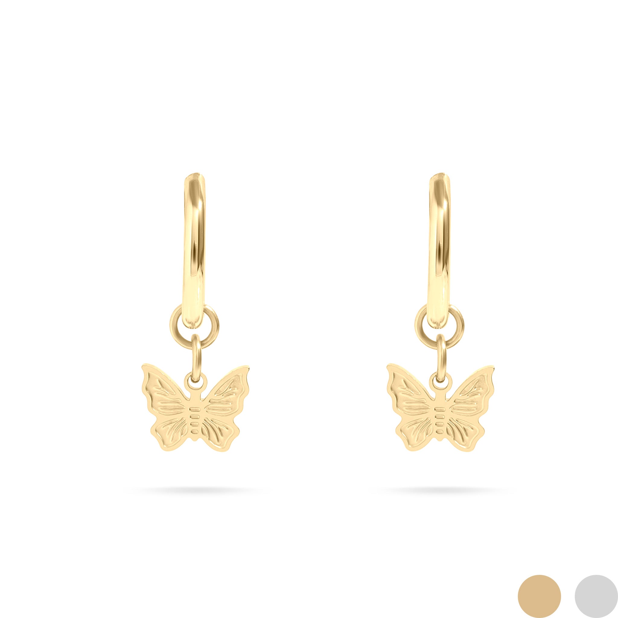 18K Gold PVD Stainless Steel Butterfly Huggie Earrings / ERJ0050、mySite、dreamappss