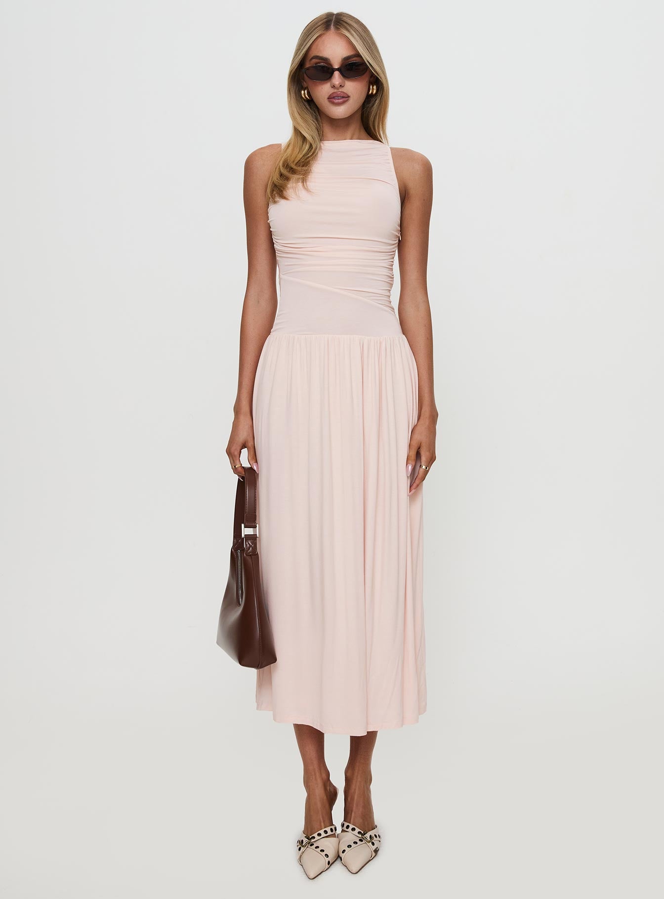 Reveur Ruched Maxi Dress Pink、mySite、solidvoid
