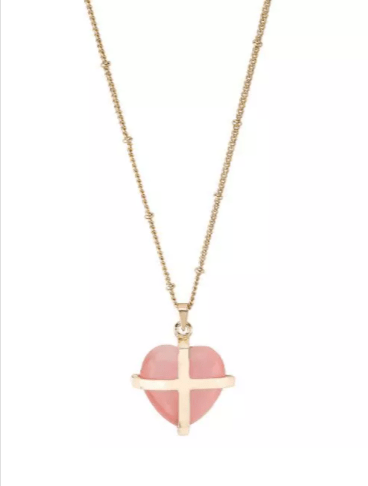 Heart Shaped Healing Cat's Eye Pink Necklace Alexa's Angels、mySite、g9winljtr