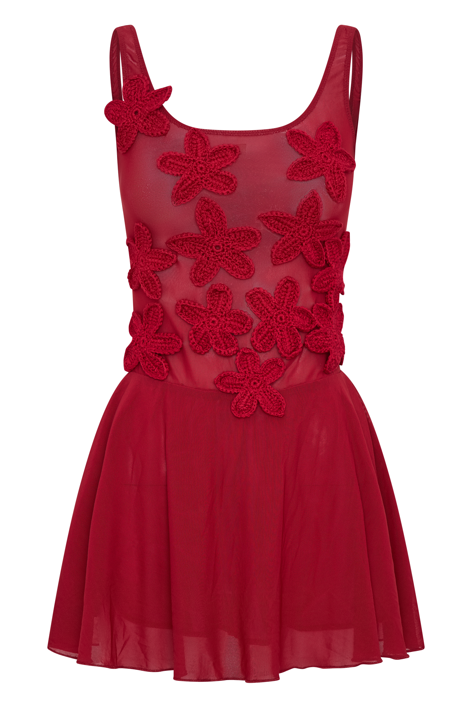 Melanie Mesh Mini Dress With Flowers - Ruby、mySite、solidvoid