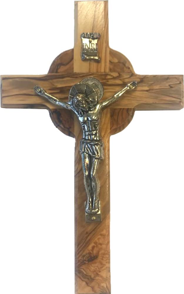 Holy Land Market Catholic Celtic Saint Benedict Olive Wood Crucifix、mySite、topwebapps