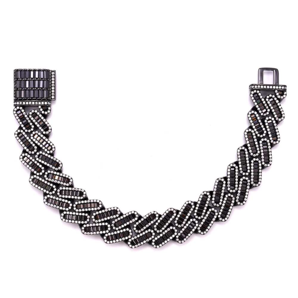 10MM Emerald Cut Black Moissanite Cuban Link Bracelet、mySite、hinf8tx79