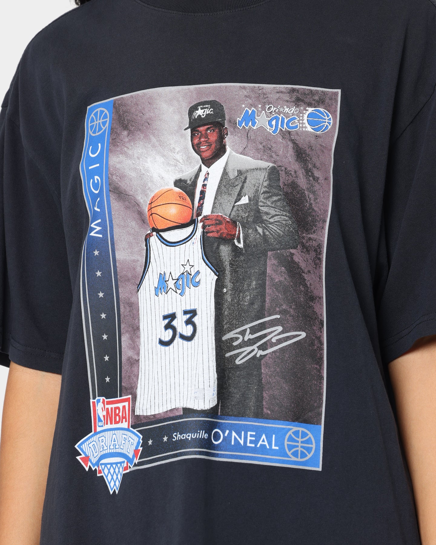 Mitchell & Ness Orlando Magic Shaquille O'Neal Draft Day Vintage T-Shirt Faded Black、mySite、zt4zffjzw