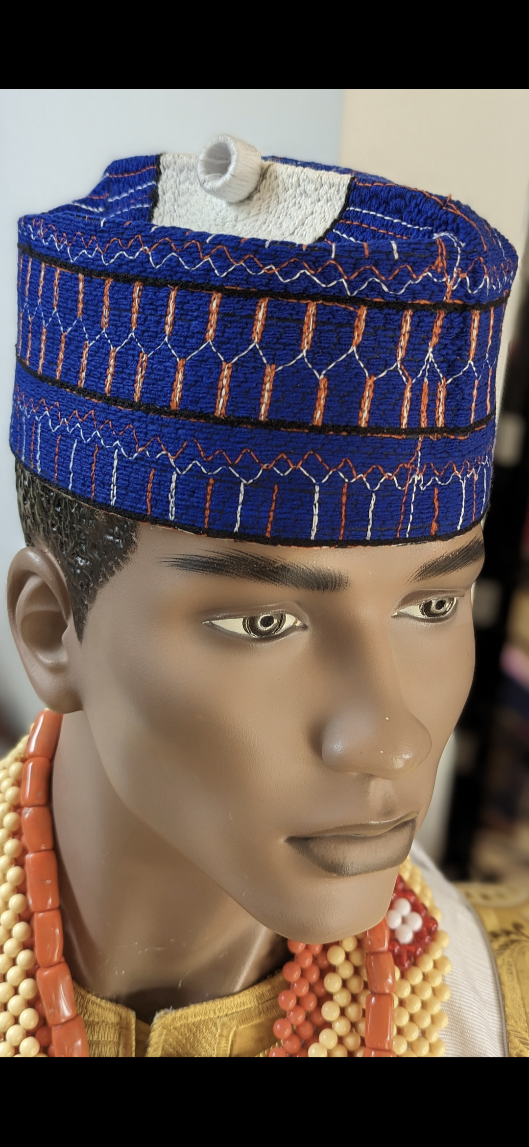 Sadeeq Royal-Blue African Handwoven Hausa Mallam Nigerian Hat Kufi Cap-DPHRBWO1、mySite、solidvoid