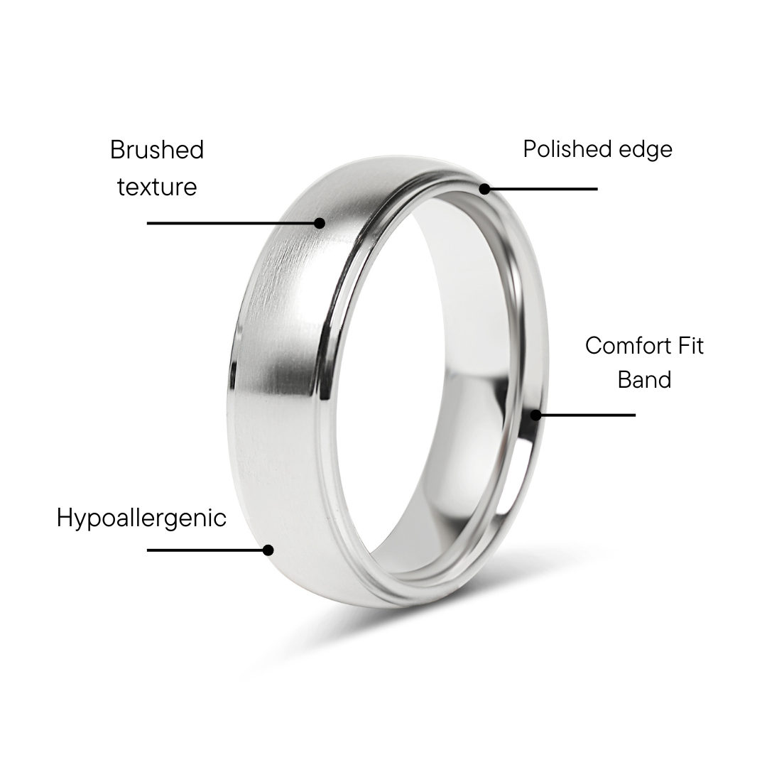 Stainless Steel Blank Ring Wide Brushed Center Polished Edge / CFR0001、mySite、dreamappss