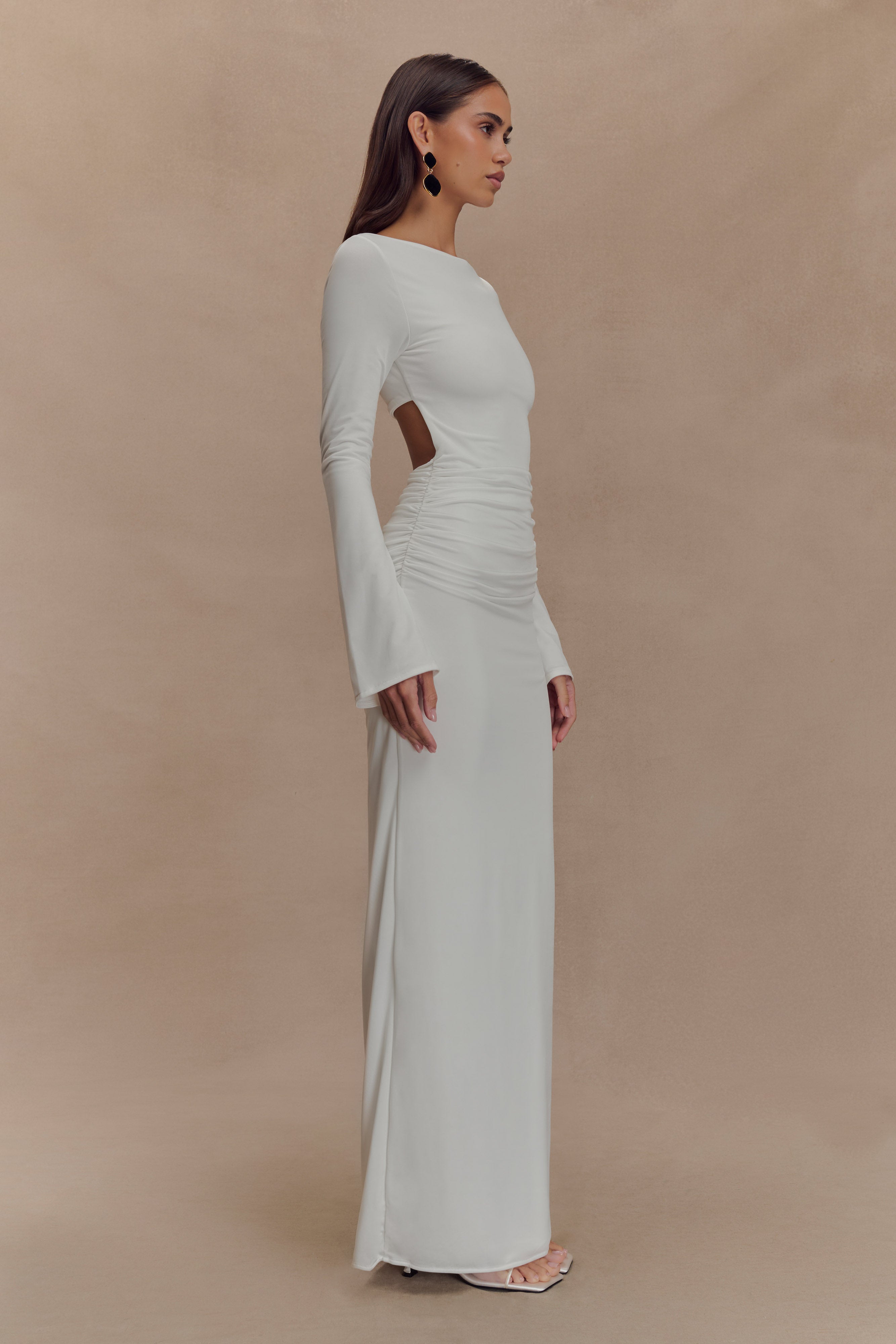Vienna Slinky Cut Out Maxi Dress - White、mySite、solidvoid