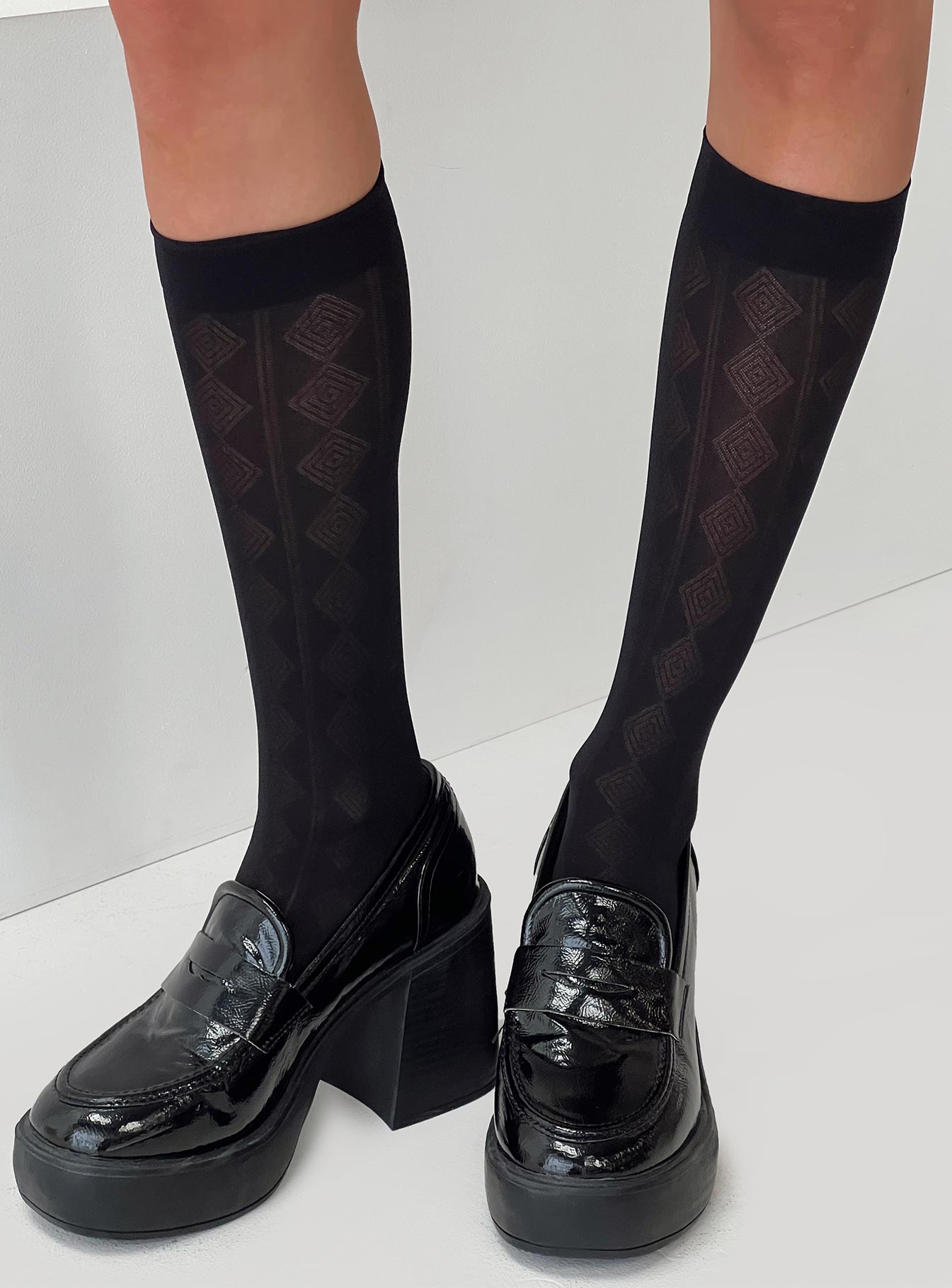 Campeon Knee High Socks Black、mySite、solidvoid