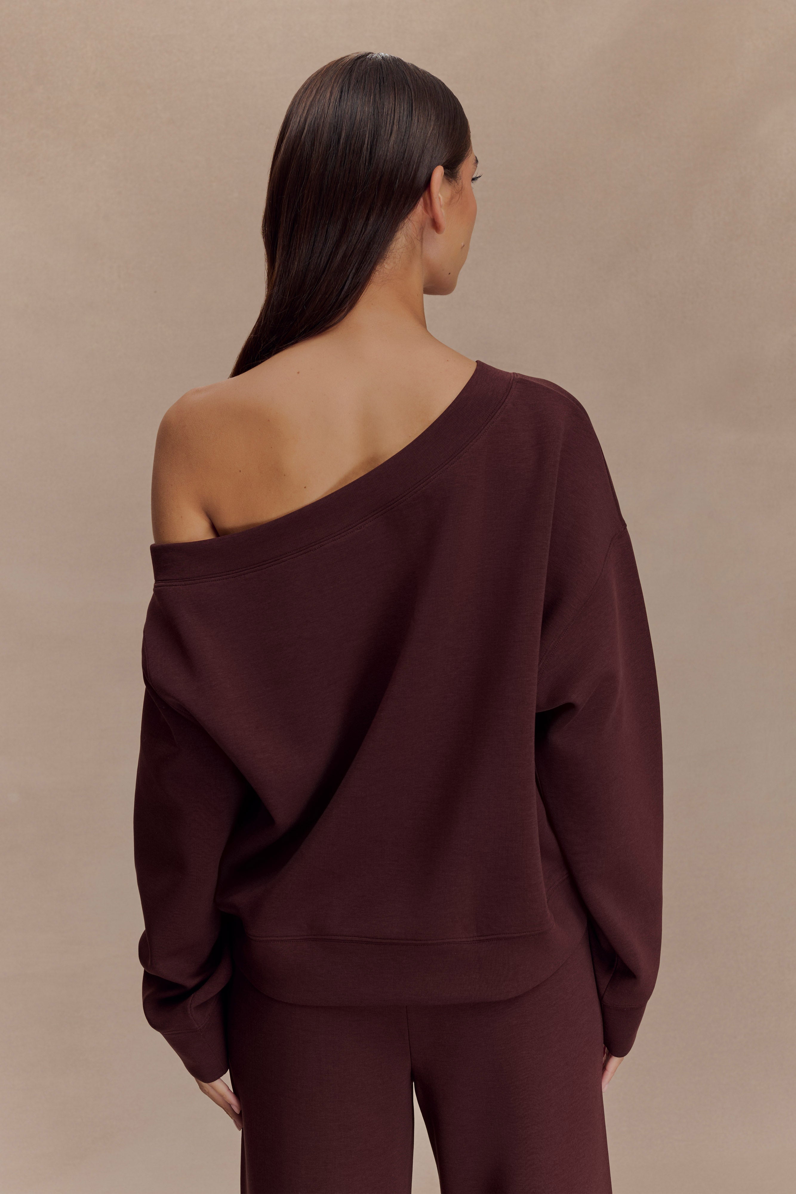 Aiden Slouchy Crew Jumper - Chocolate、mySite、solidvoid