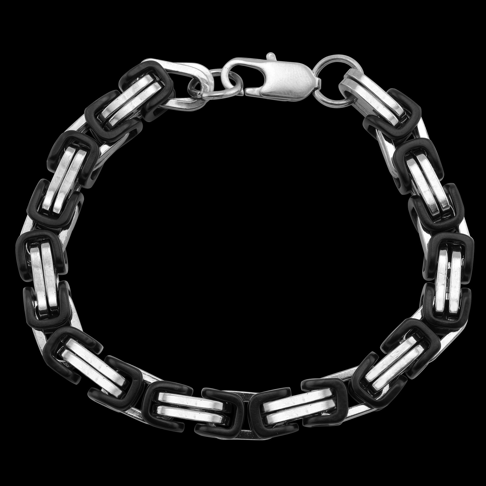 Stainless Steel And Black Byzantine Chain Bracelet / BRJ9092、mySite、dreamappss