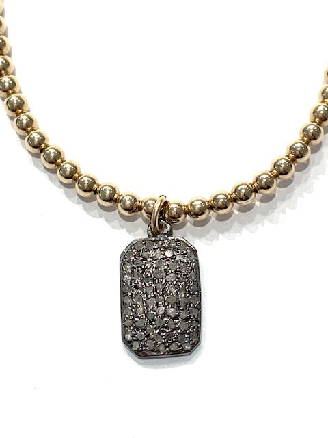 Erin Steele Jewelry Diamond Dog Tag Charm Beaded Bracelet、mySite、noshort