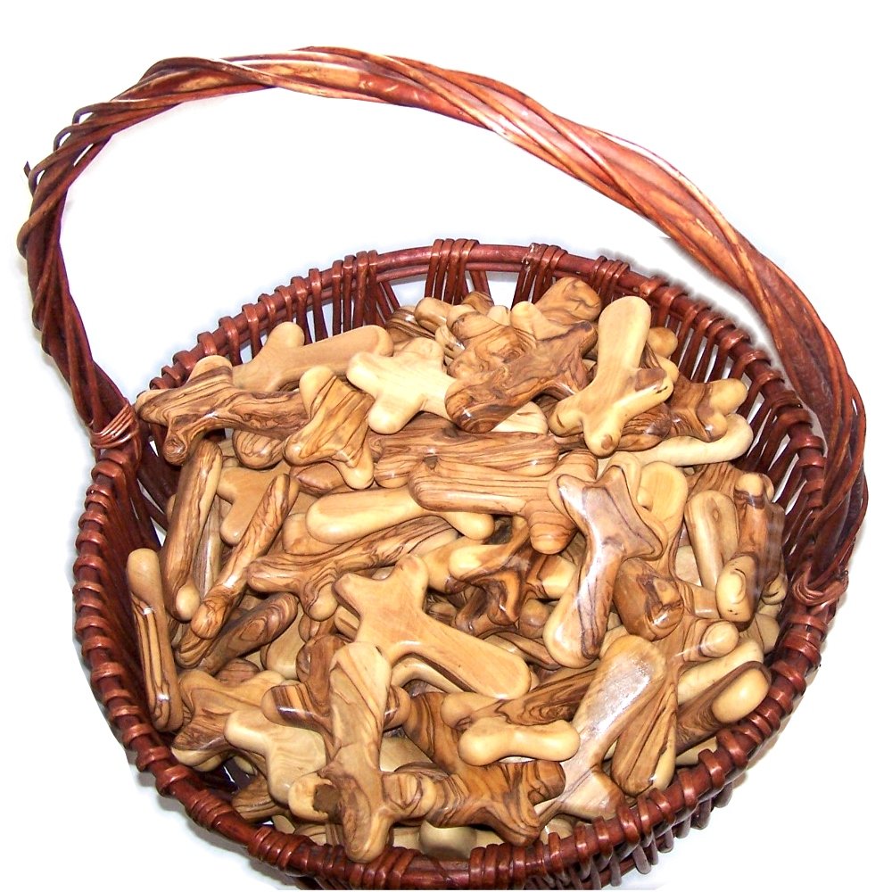 100 Olive Wood Comfort Holding Hand Crosses with Certificates from Bethlehem.、mySite、topwebapps