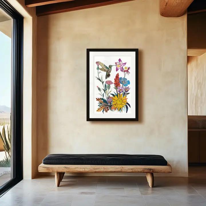 Art Print | Floral Art | Hummingbird (Wildflowers)、mySite、g9winljtr