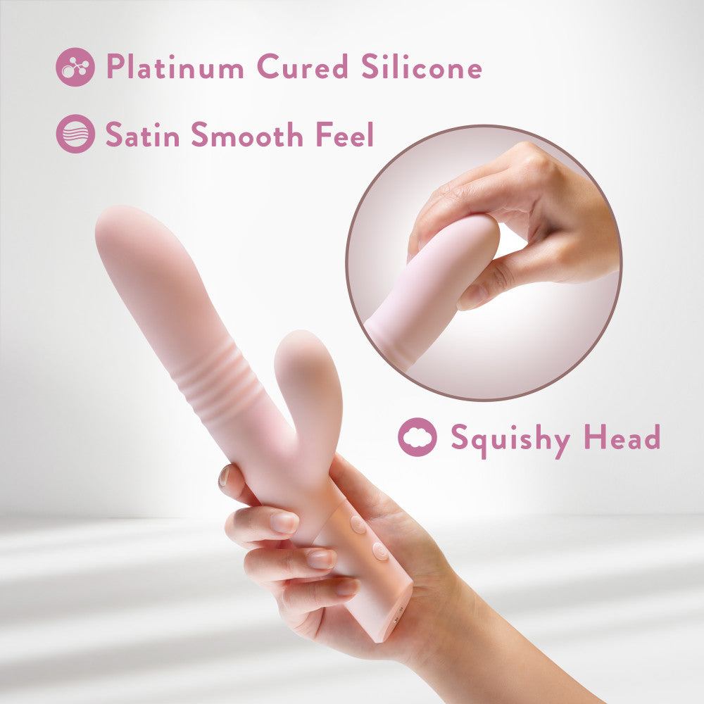 Blush | Fraya 9.5 Inch G Spot Clitoral Dual Stimulation Silicone Rabbit Vibrator With 10 Thrusting Vibrations - Pink、mySite、bottomscart