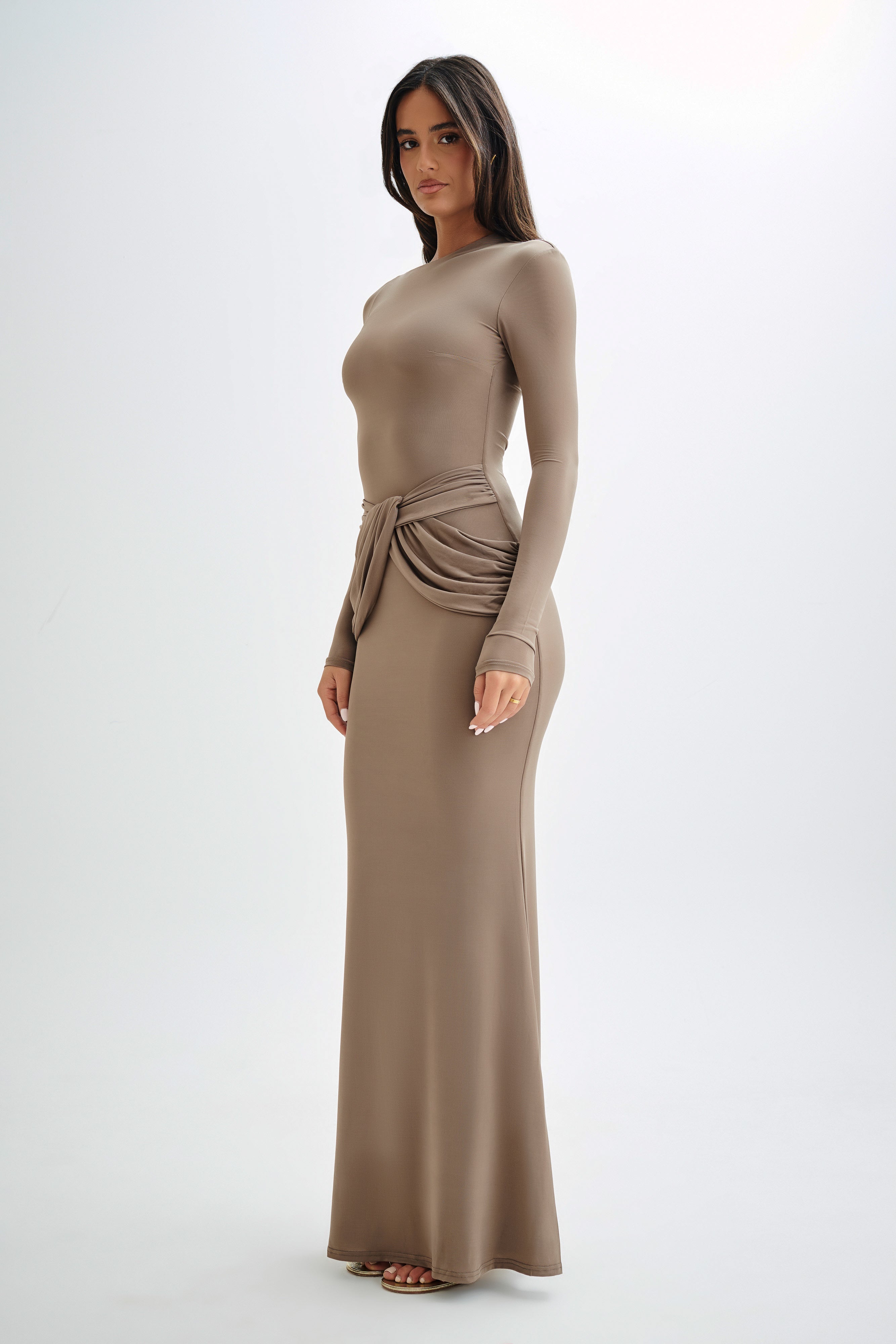 Halcyon Long Sleeve Slinky Maxi Dress - Coco、mySite、solidvoid