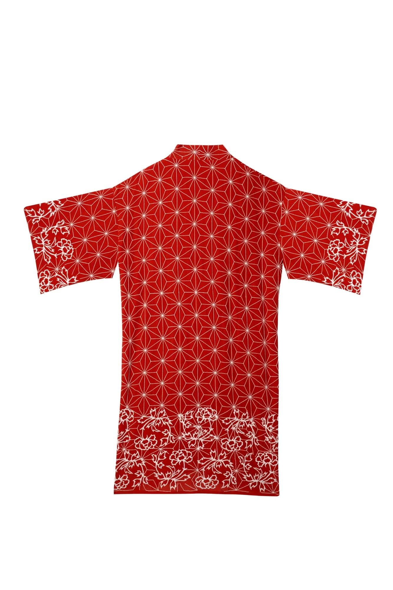 Asanoha & Peony Embroidered Fully Lined Terracotta Fully Lined Long Kimono、mySite、bengalsvssteelers