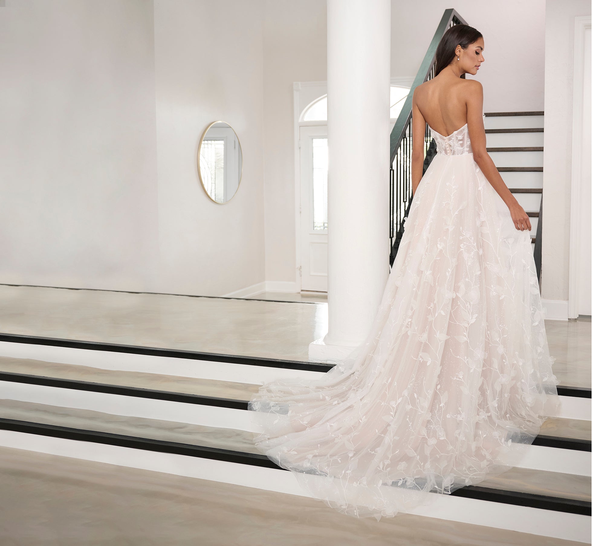 Tulle And Sparkle Tulle A-Line Gown In Ivory French Lilac、mySite、solidvoid