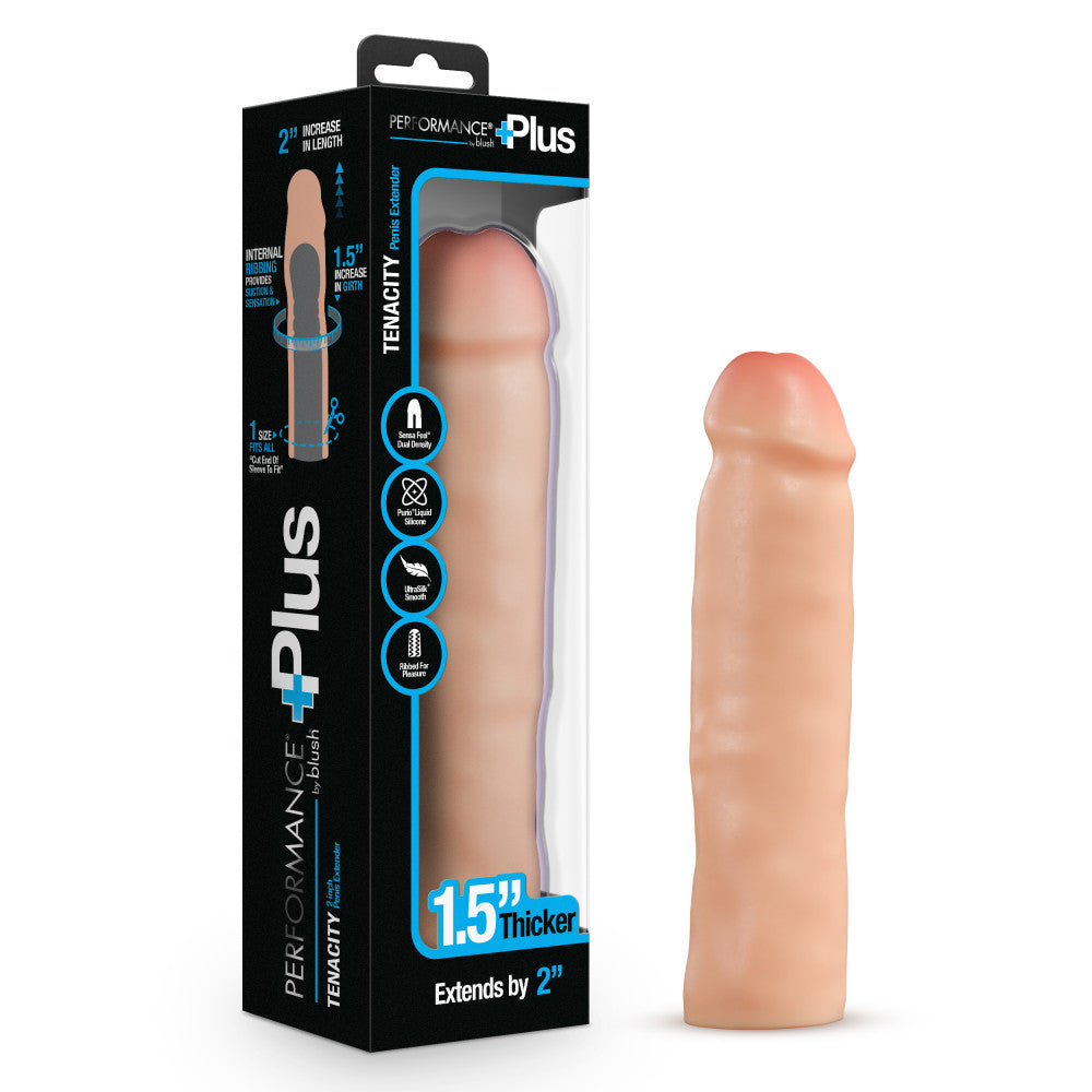 Performance Plus By Blush® | Tenacity 8.5 Inch Realistic Penis Extender Sleeve - Dual Density - Liquid Silicone - Beige、mySite、bottomscart