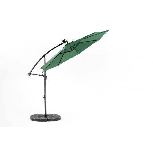 10ft Solar LED Offset Hanging Market Patio Umbrella ( khaki )(No Base)、、eastwooduniform