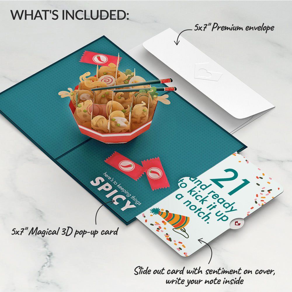 Send Noods Spicy Birthday Pop-Up Card and 21th Kick It Up Sentiment Set、mySite、solidvoid