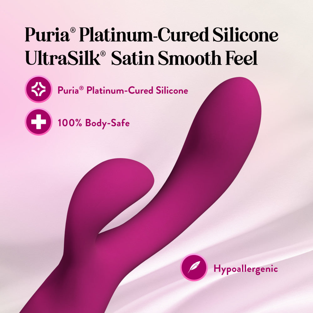 Blush Collection | Quinn 9 Inch Clitoral G-Spot Dual Stimulation Silicone Rabbit Vibrator With Auto Warming – Burgundy、mySite、bottomscart