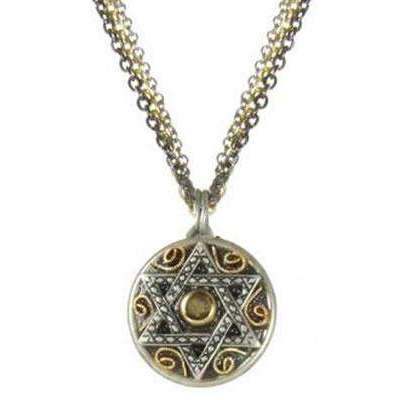 Michal Golan Small Two Tone Star of David Triple Chain Necklace、mySite、topwebapps
