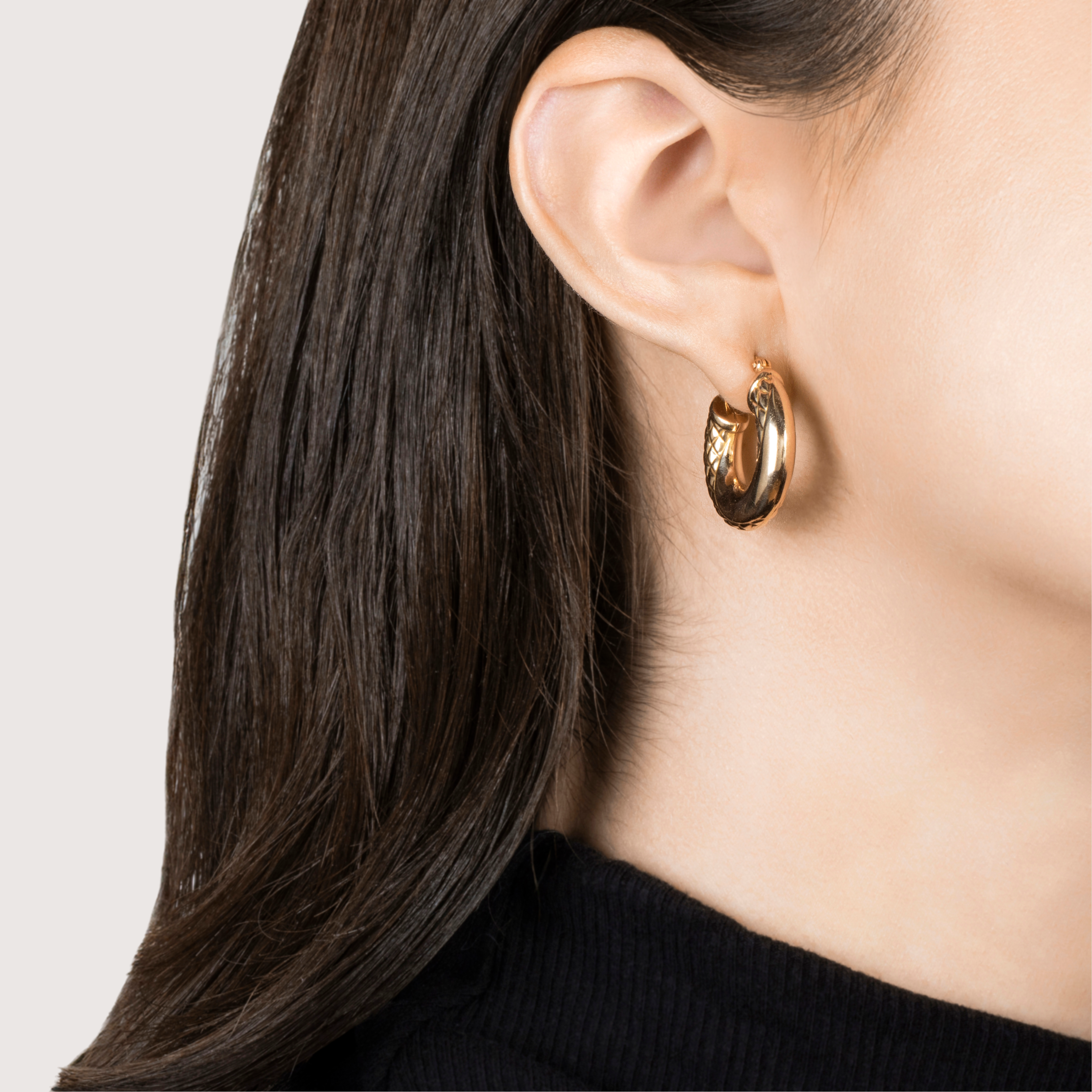 Vintage 14k Yellow Gold Textured Twist Hoop Earrings、mySite、hinf8tx79