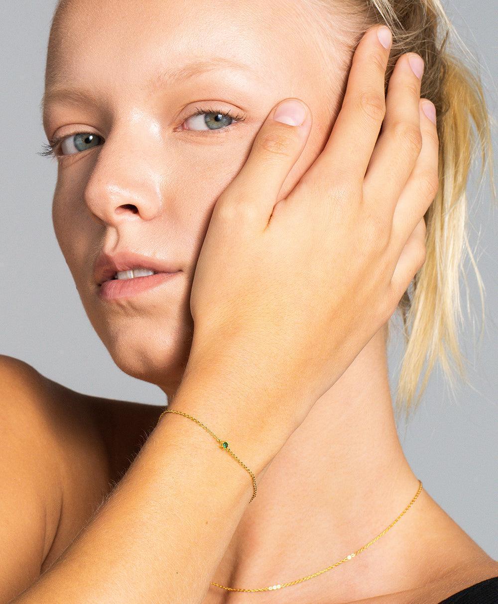  Rosa Bracelet Emerald 18ct Gold Plated